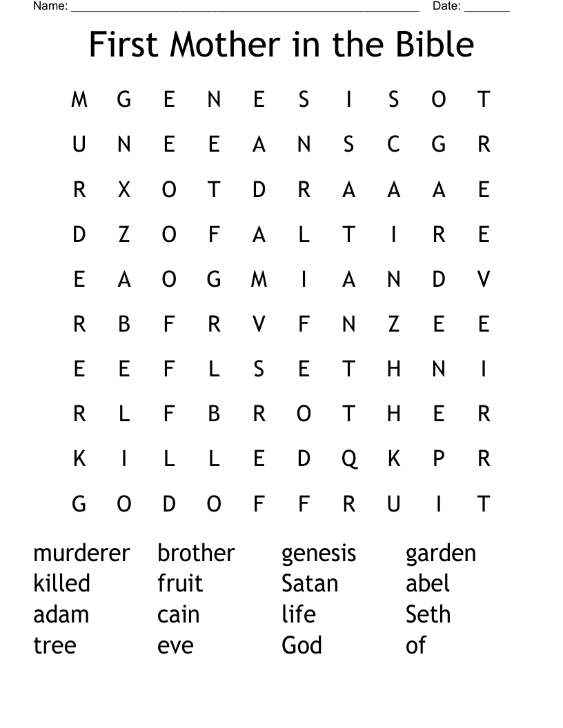 First Mother in the Bible Word Search