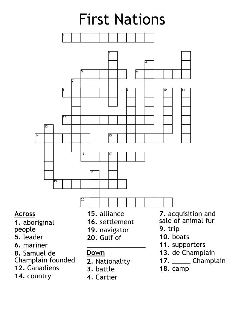 First Nations Crossword