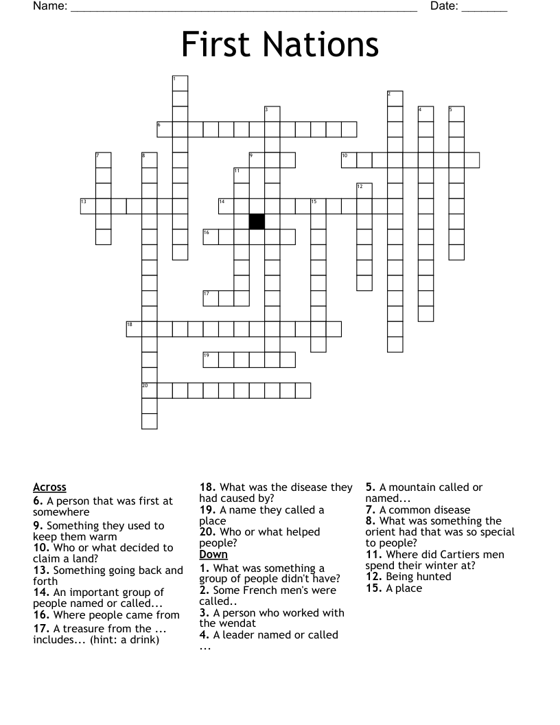 First Nations Crossword