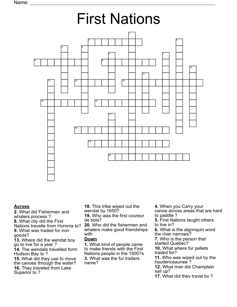 First Nations Crossword