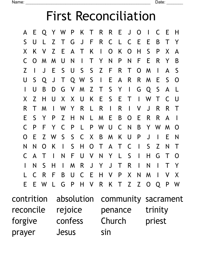 First Reconciliation Word Search
