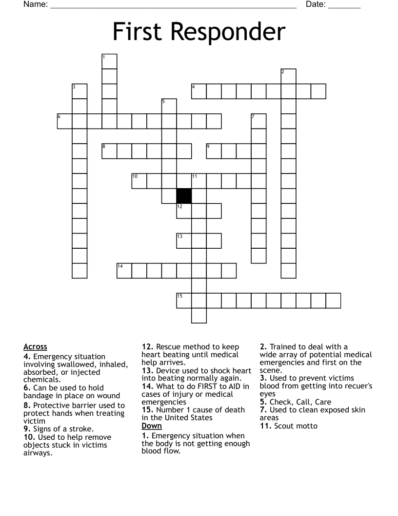 First Responder Crossword
