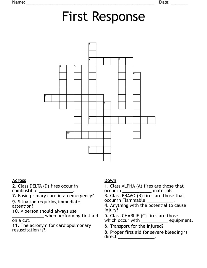 First Response Crossword