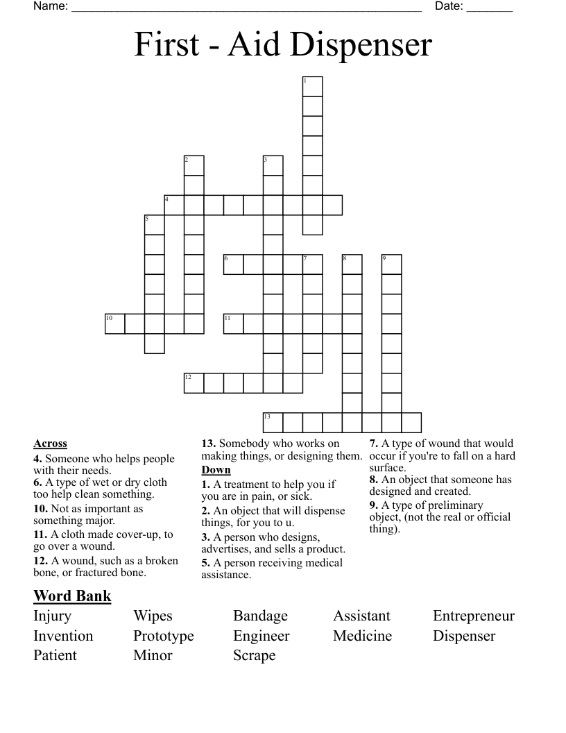 First - Aid Dispenser  Crossword
