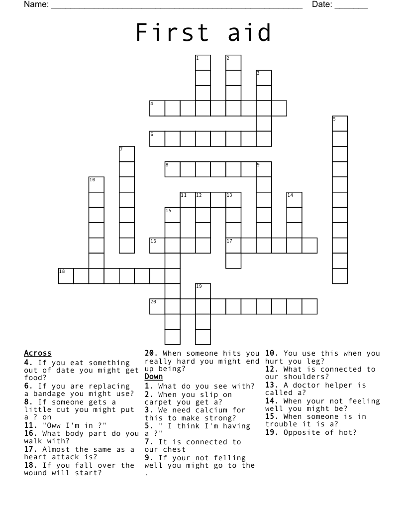 First aid Crossword