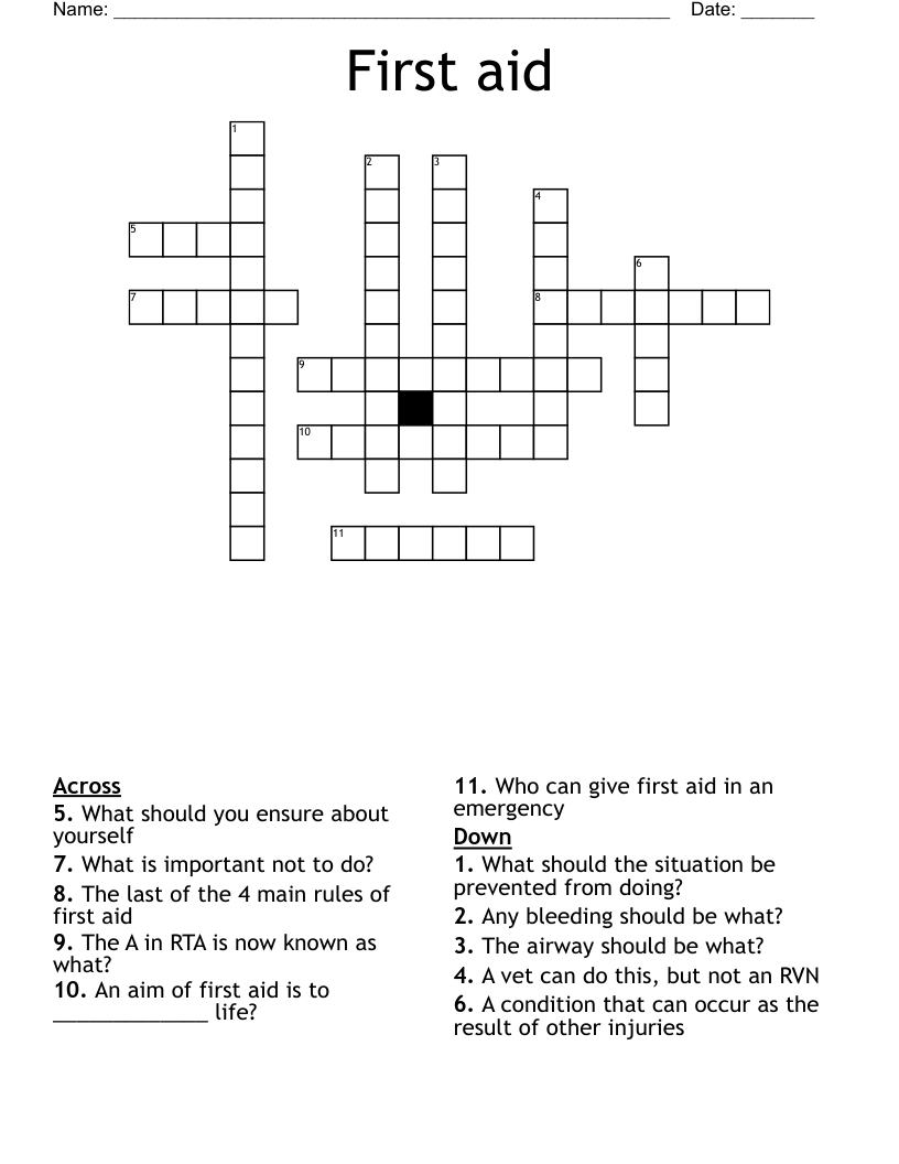 First aid Crossword