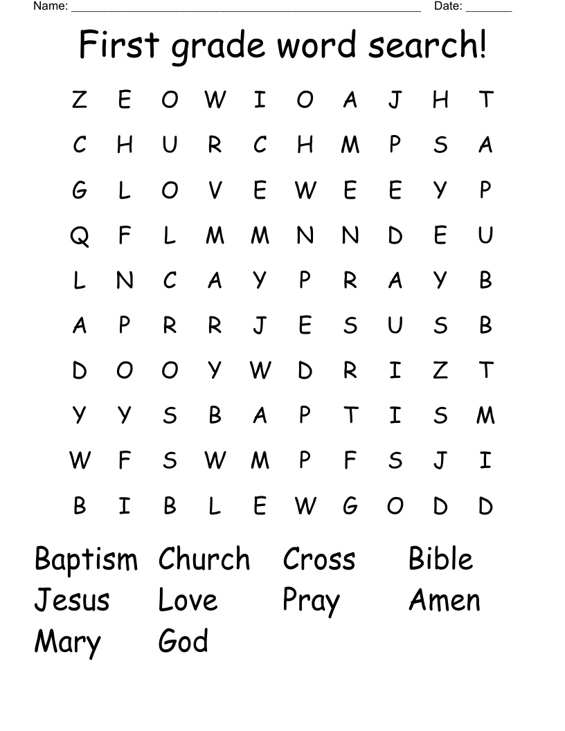 First grade word search!