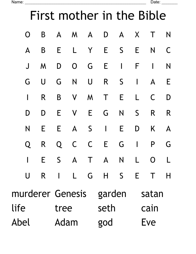 First mother in the Bible Word Search