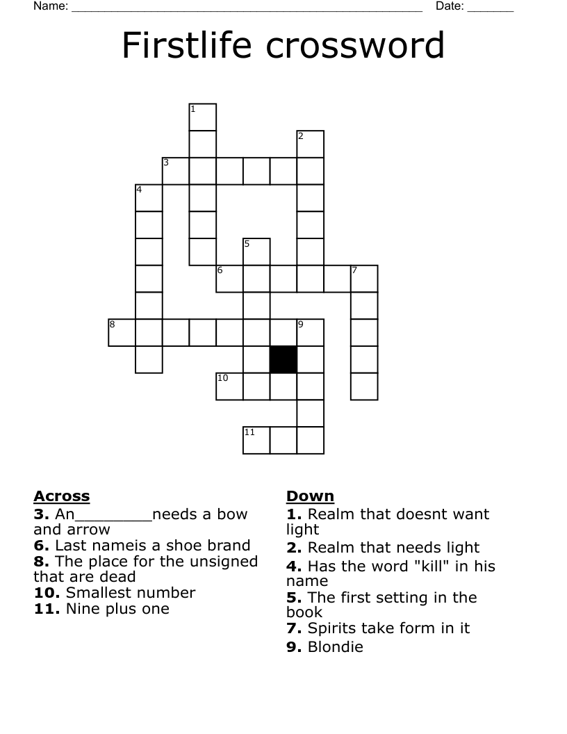 Firstlife crossword