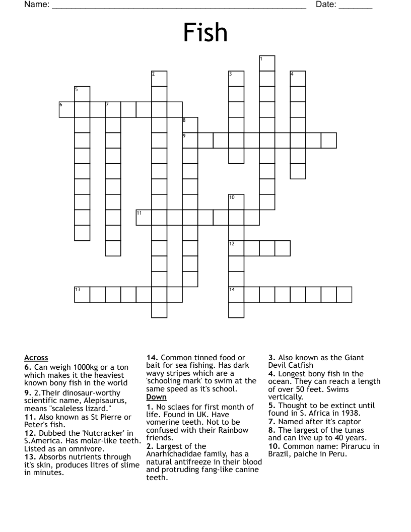 Fish Crossword