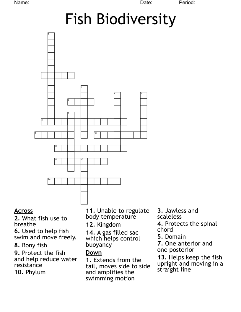 Fish Biodiversity Crossword