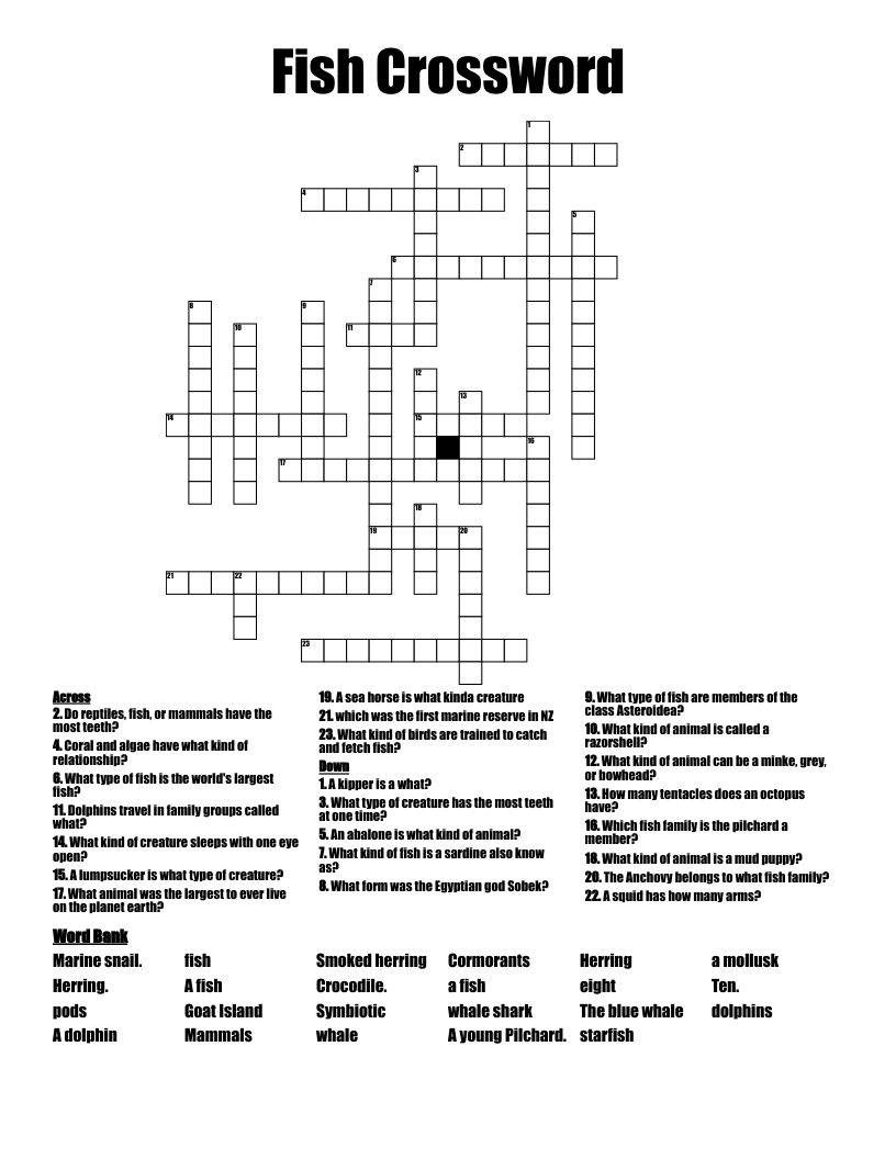 Fish Crossword