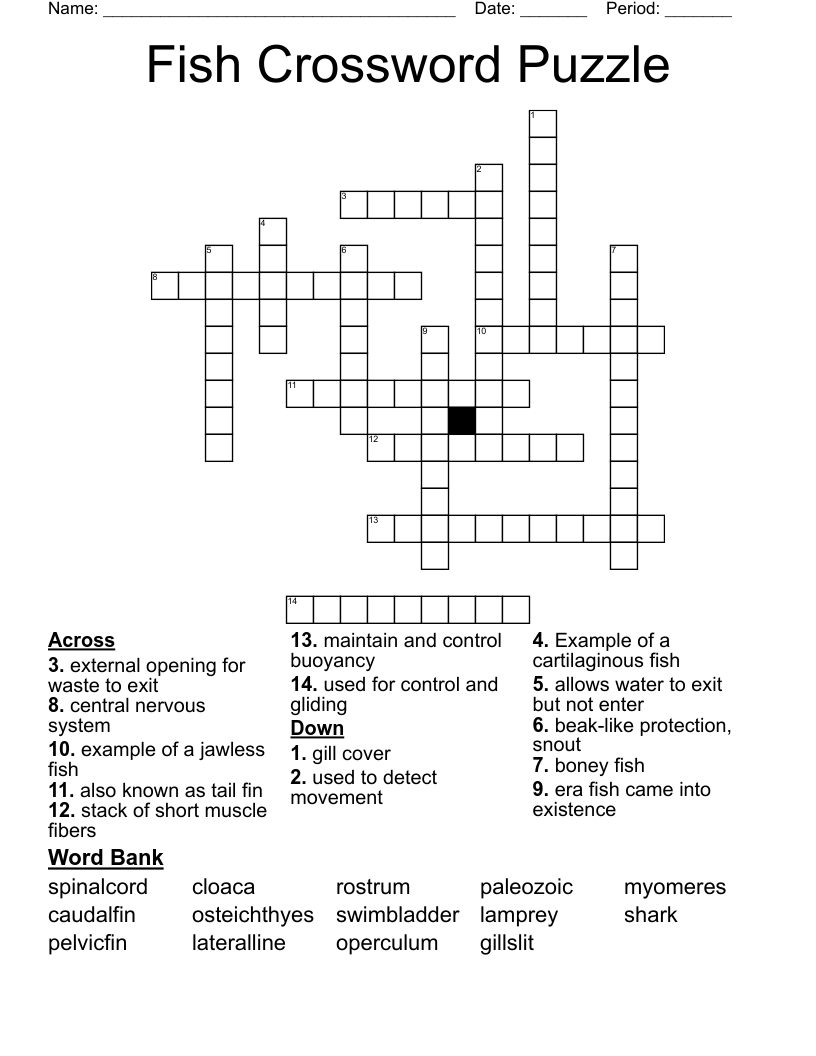 Fish Crossword Puzzle