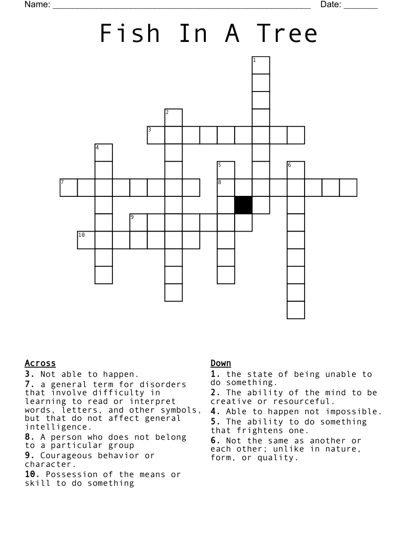 Fish In A Tree Crossword