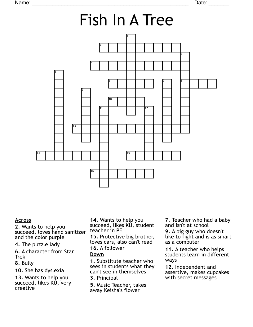 Fish In A Tree Crossword