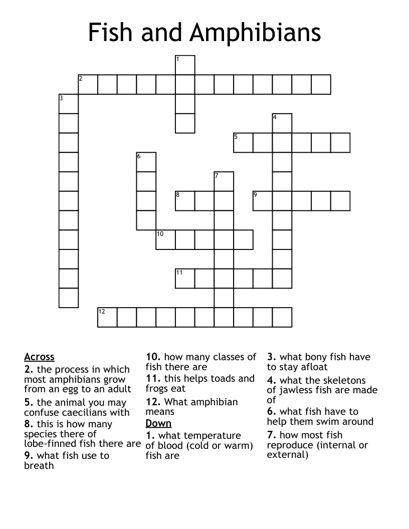 Fish and Amphibians Crossword