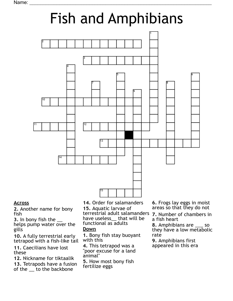 Fish and Amphibians Crossword