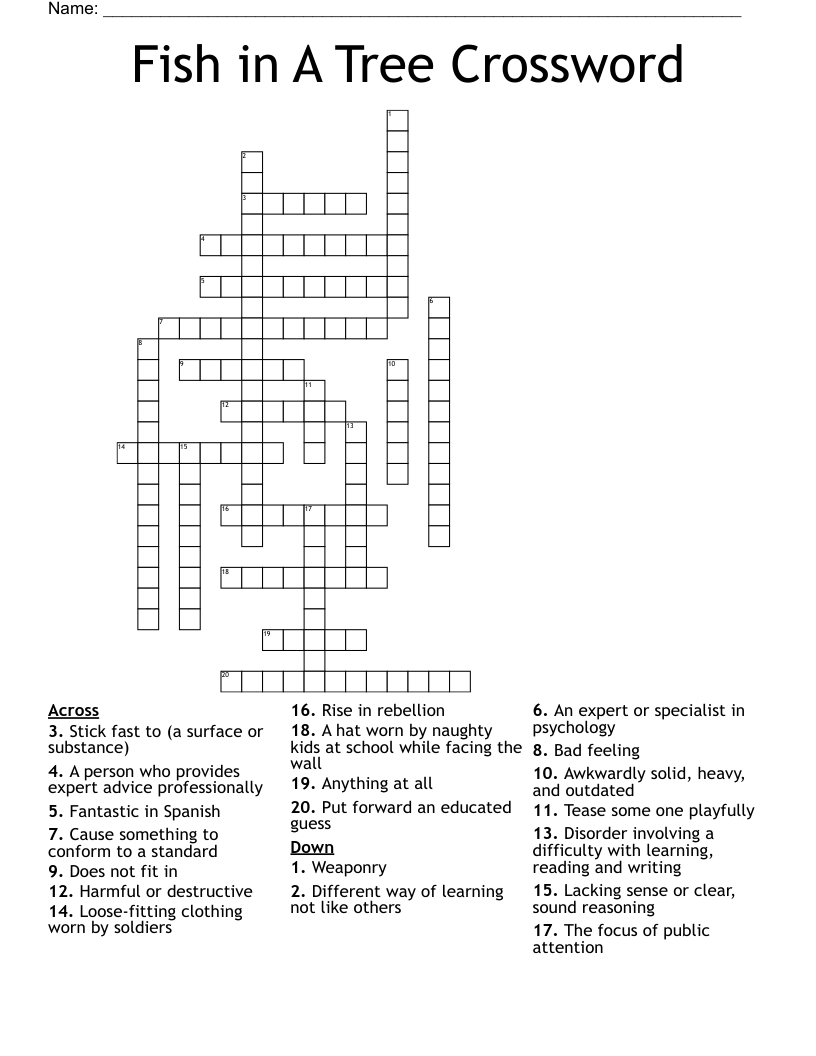 Fish in A Tree Crossword