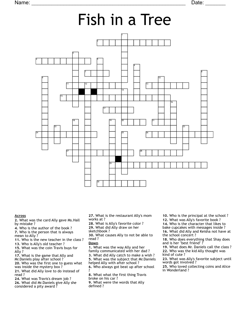 Fish in a Tree Crossword