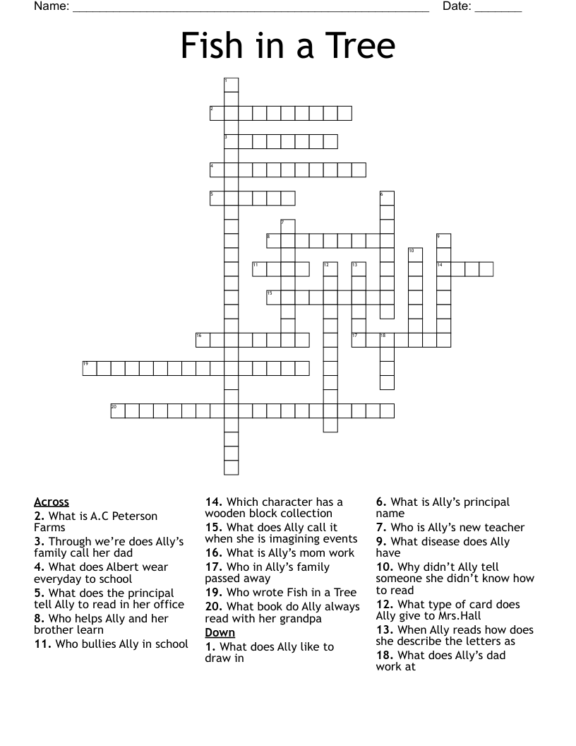 Fish in a Tree Crossword