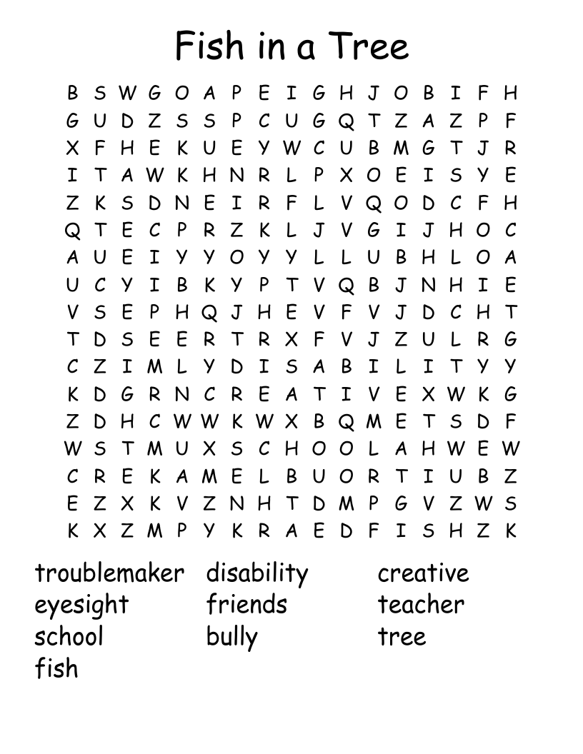 Fish in a Tree Word Search