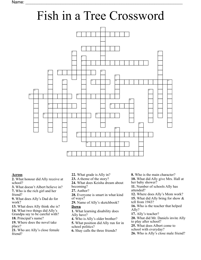 Fish in a Tree Crossword