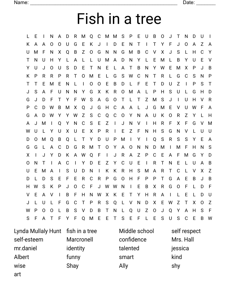 Fish in a tree Word Search