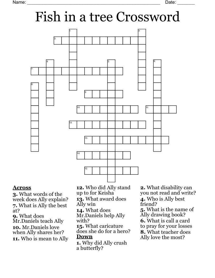 Fish in a tree Crossword