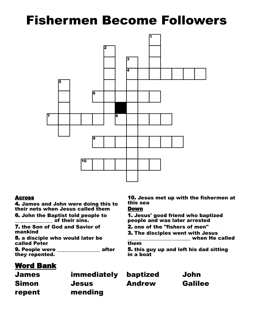 Fishermen Become Followers Crossword