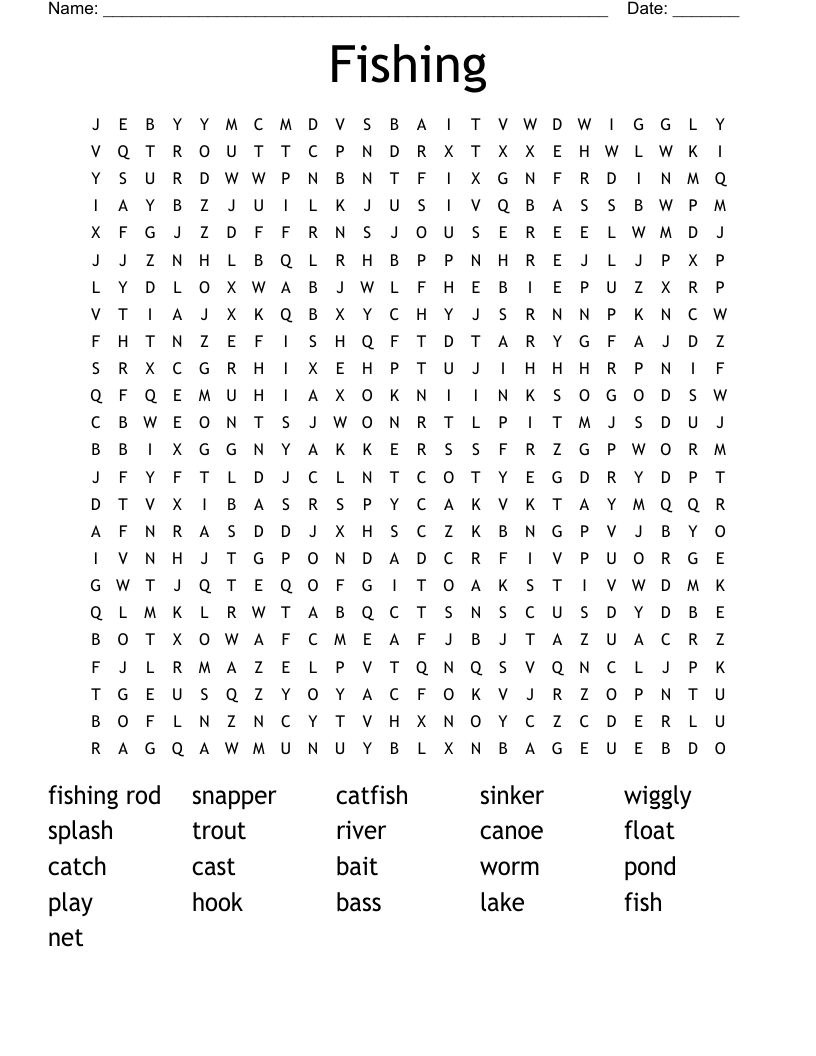 Fishing Word Search