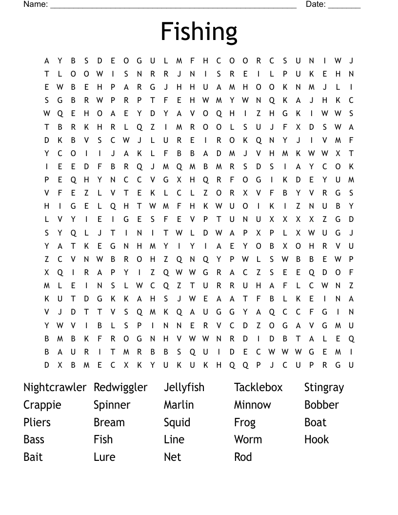 Fishing Word Search