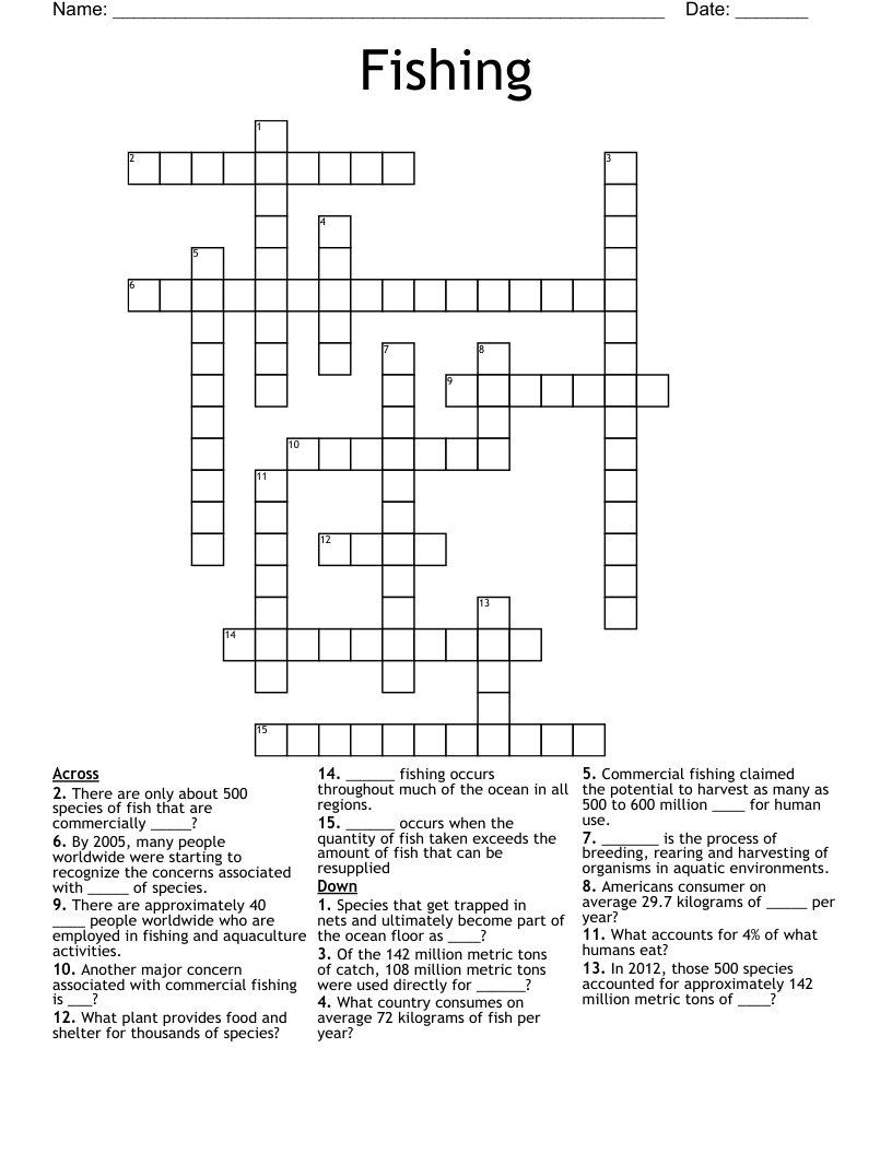 Fishing Crossword