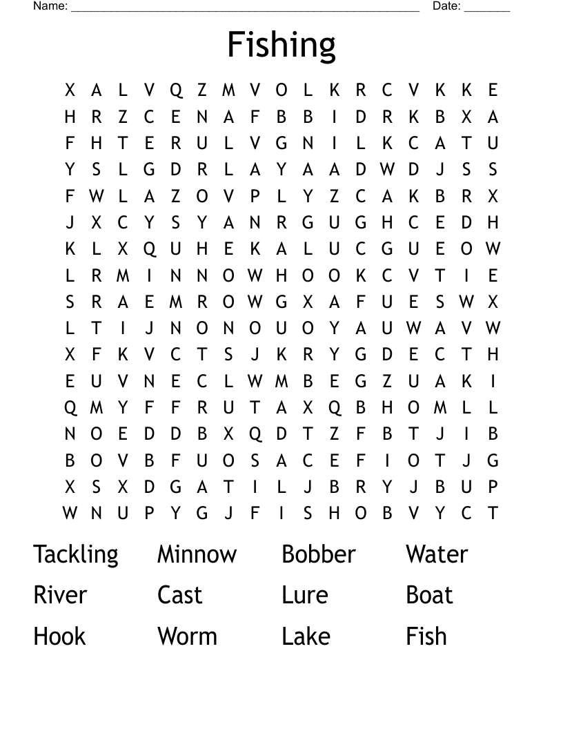 Fishing Word Search