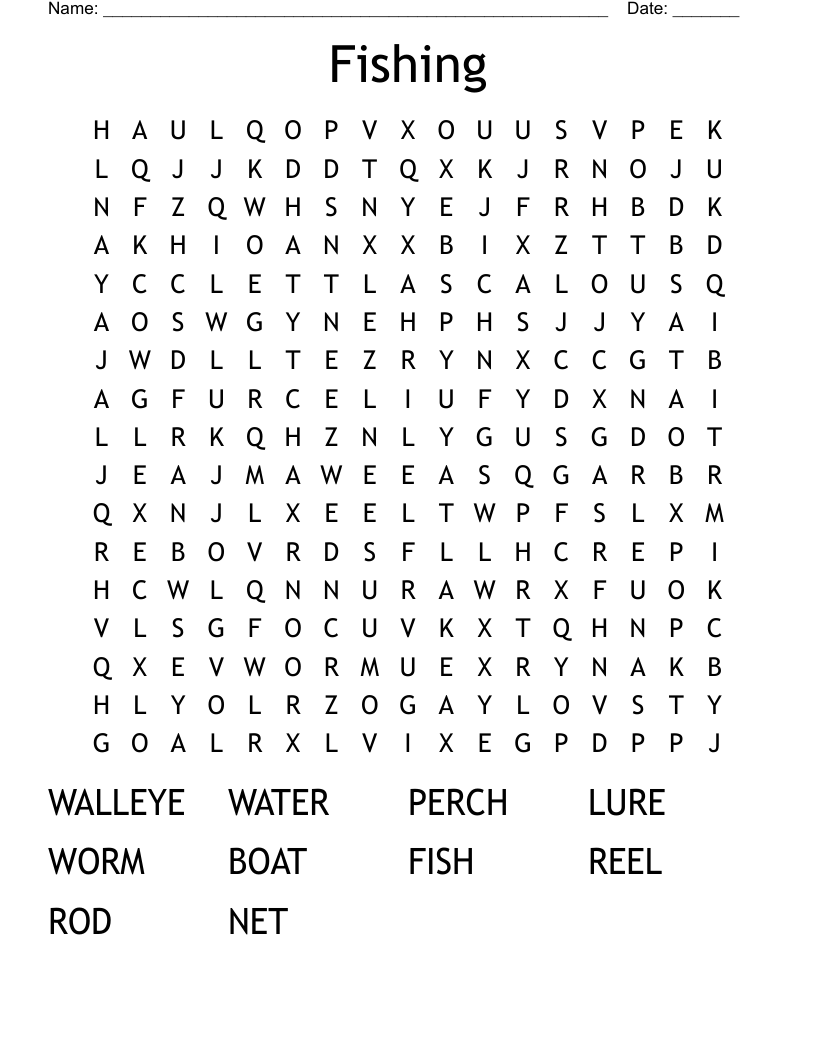 Fishing Word Search