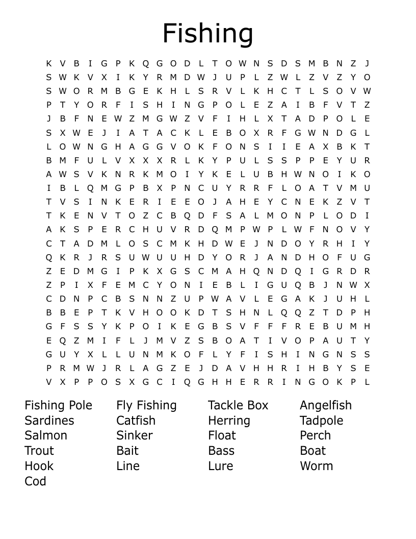Fishing Word Search