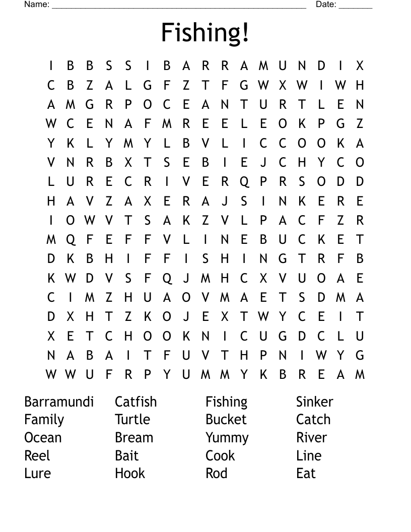 Fishing! Word Search