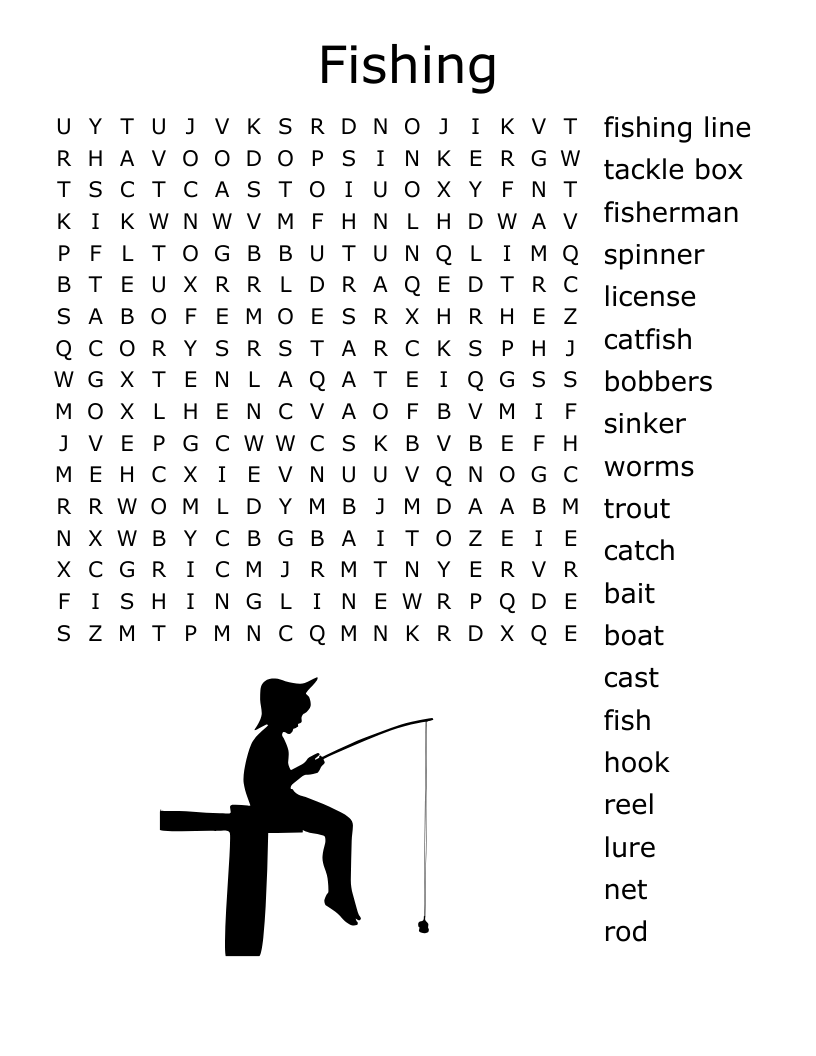 Fishing Word Search