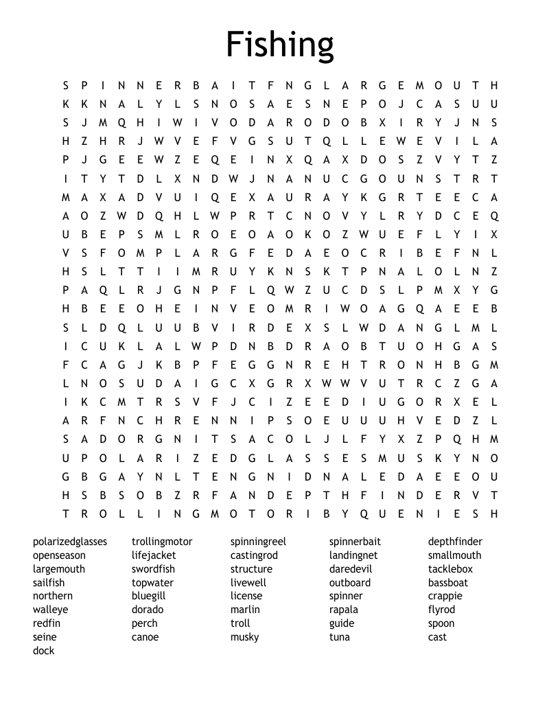 Fishing Word Search