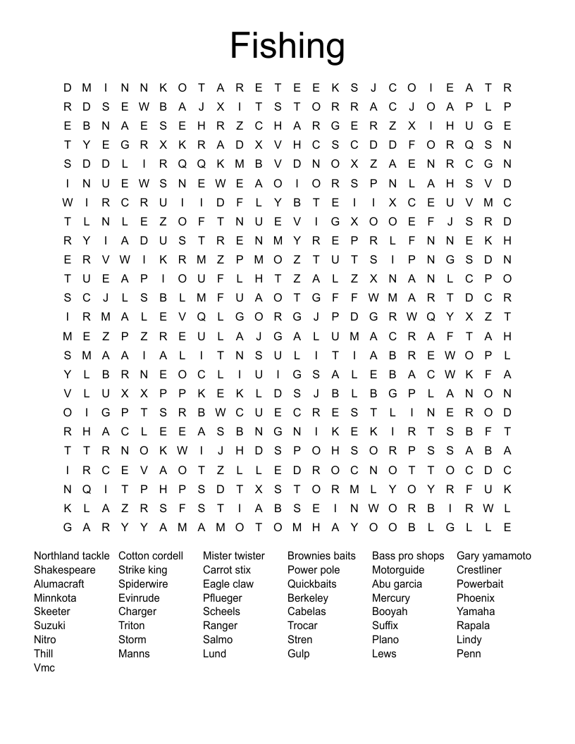 Fishing Word Search