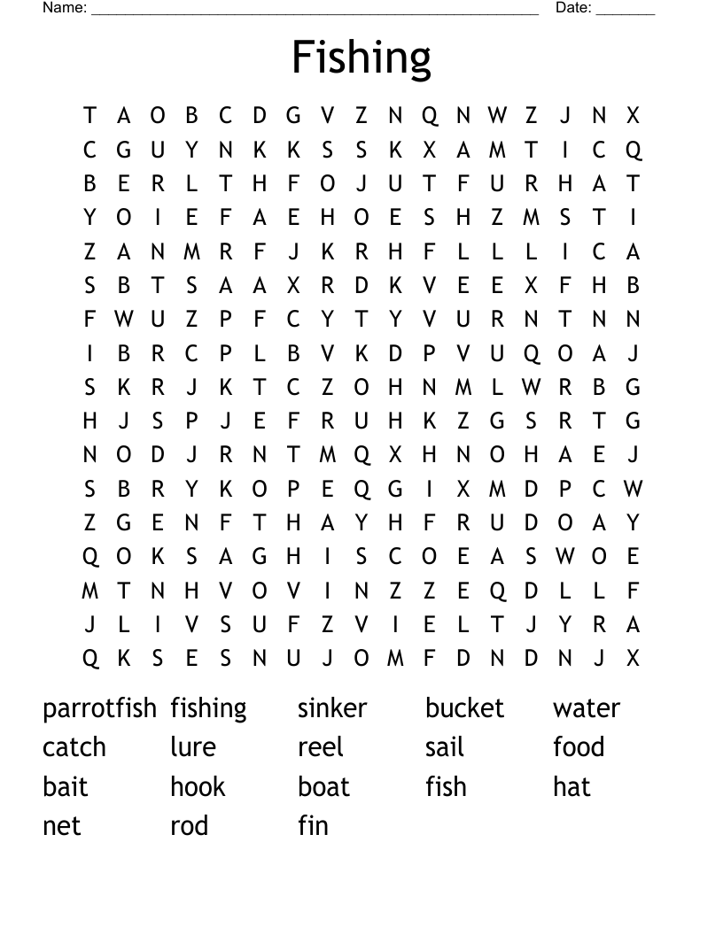 Fishing Word Search