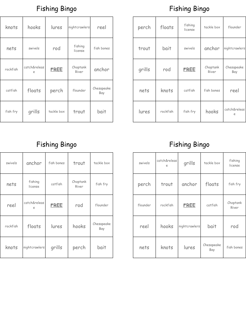 Fishing Bingo