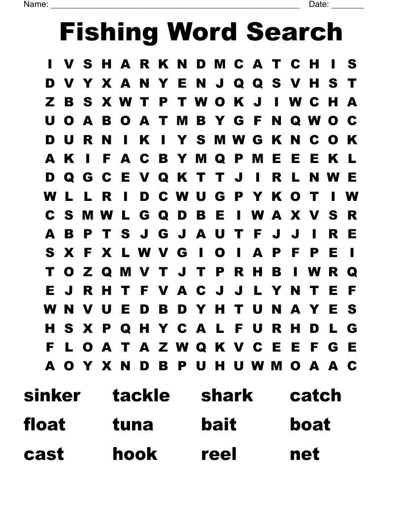 Fishing Word Search