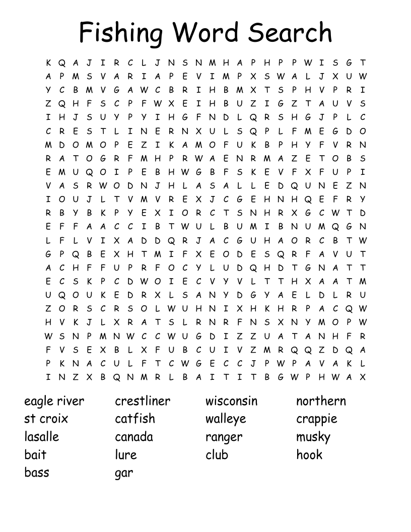 Fishing Word Search