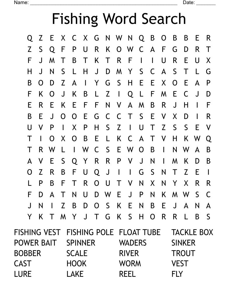Fishing Word Search