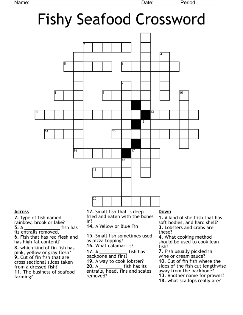 Fishy Seafood Crossword