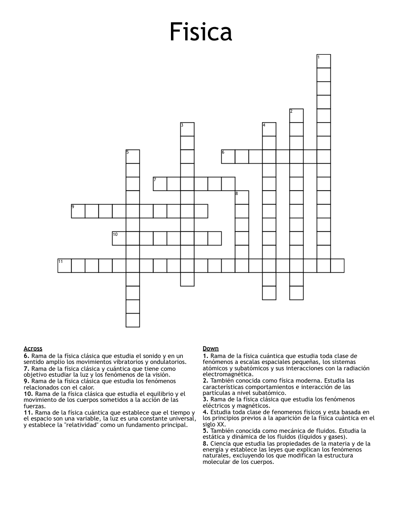 Fisica Crossword