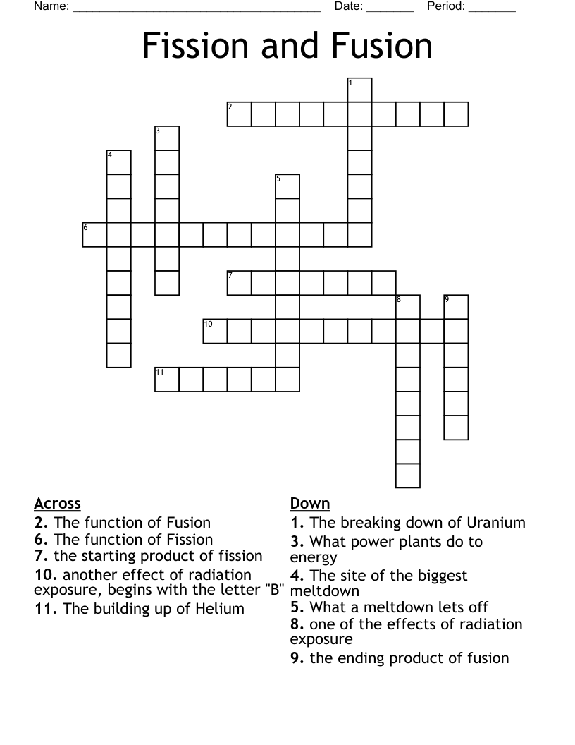 Fission and Fusion Crossword