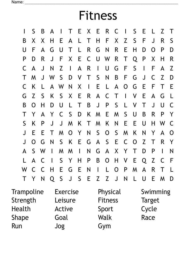Fitness Word Search