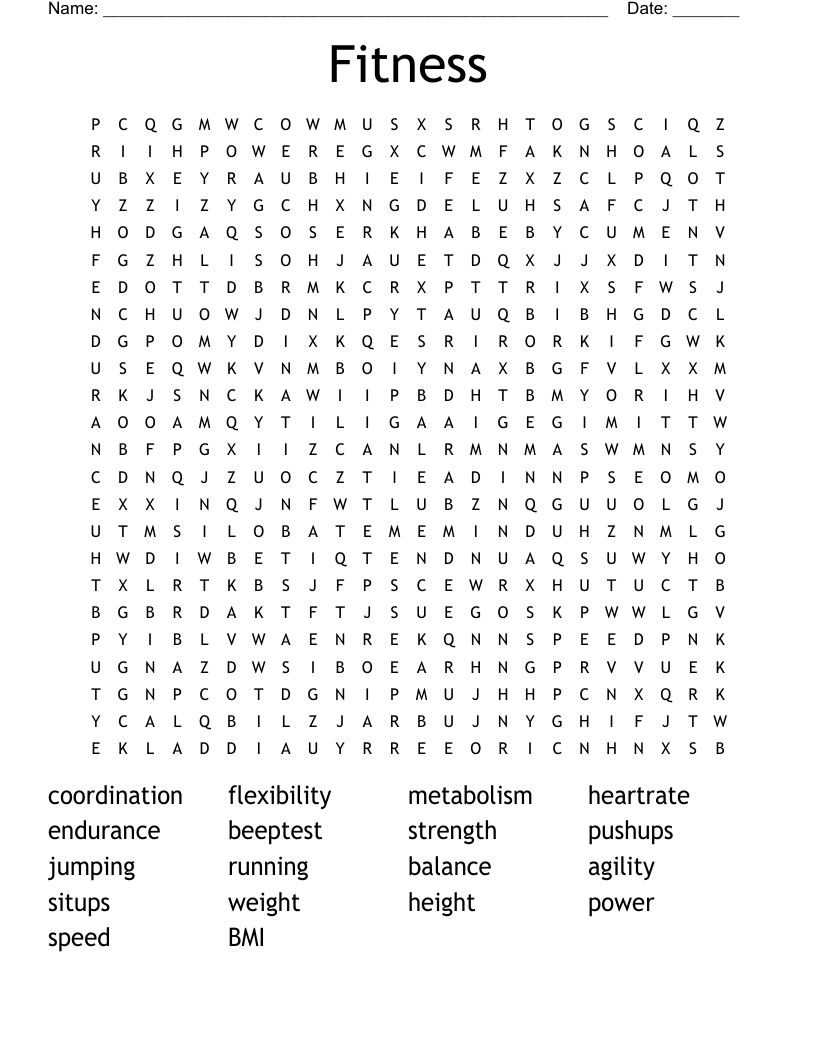 Fitness Word Search