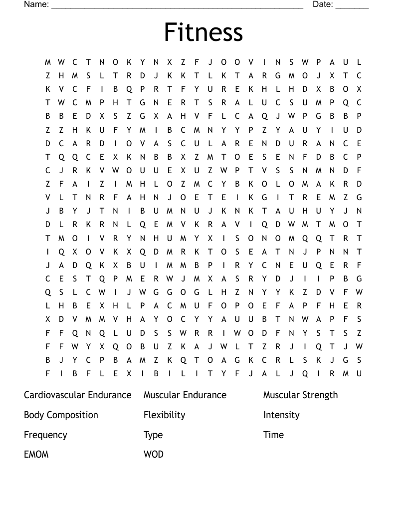 Fitness Word Search